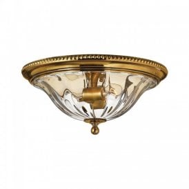 CAMBRIDGE flush fitting solid brass low ceiling light with clear optic glass
