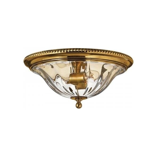 CAMBRIDGE flush fitting solid brass low ceiling light with clear optic glass