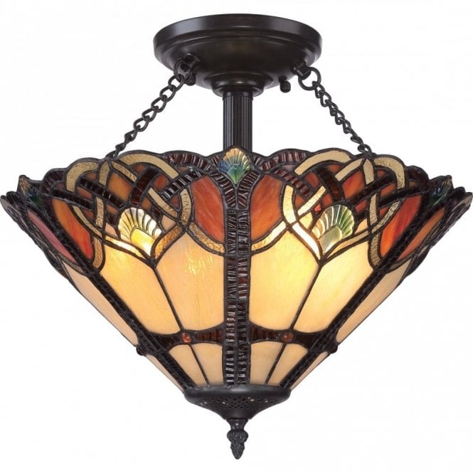 CAMBRIDGE Tiffany Art Nouveau uplighter ceiling light