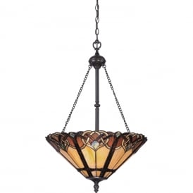 CAMBRIDGE Tiffany Art Nouveau uplighter ceiling pendant