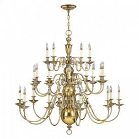 CAMBRIDGE very large 25 light Flemish style chandelier in solid cast brass