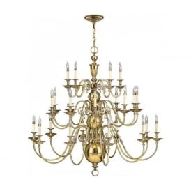 CAMBRIDGE very large 25 light Flemish style chandelier in solid cast brass