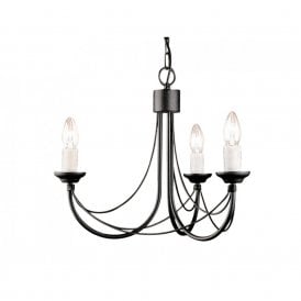 CARISBROOKE 3 light Gothic style chandelier - black