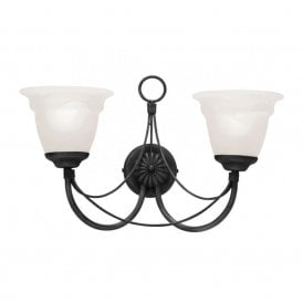 CARISBROOKE black Gothic style twin wall light