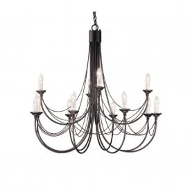 CARISBROOKE large 12 light Gothic style chandelier - black