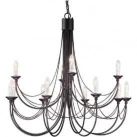 CARISBROOKE large 12 light Gothic style chandelier - black