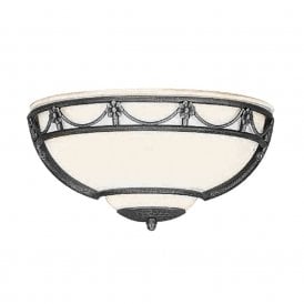 CARISBROOKE traditional opal glass uplighter wall light with black surround