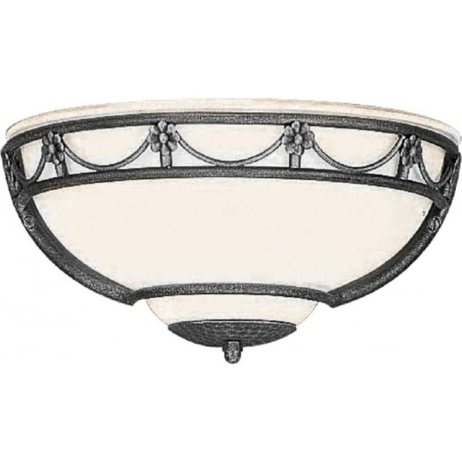 CARISBROOKE traditional opal glass uplighter wall light with black surround