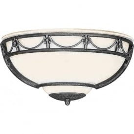 CARISBROOKE traditional opal glass uplighter wall light with black surround