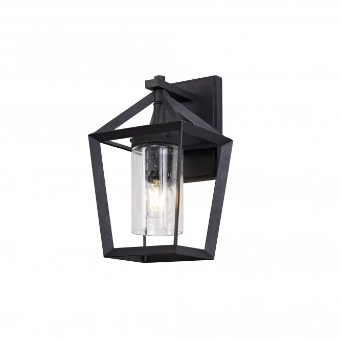 CARLOTTI outdoor wall lantern with open anthracite frame and inner seeded glass shade