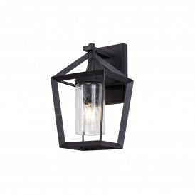 CARLOTTI outdoor wall lantern with open anthracite frame and inner seeded glass shade