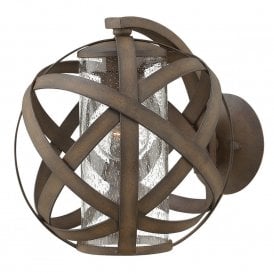 CARSON IP44 wall light with vintage iron frame and inner seeded glass shade