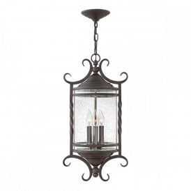 CASA 3 Light Outdoor Chain Lantern | Olde Black Finish