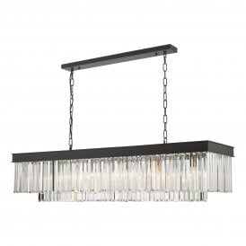 Ceiling Pendant Bar Chandelier | Anthracite | Baguette Cut Crystals