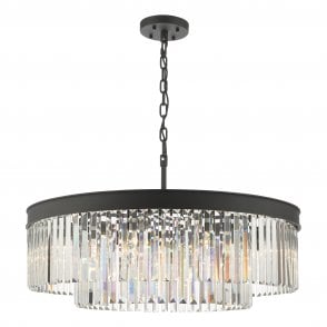 Celeus Chandelier in Anthracite Grey & Crystal Drop