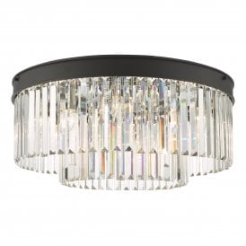 6 Light Flush Fitting Matt Anthracite & Crystal