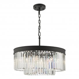 Drum Chandelier in Anthracite with Bagette Cut Crystals