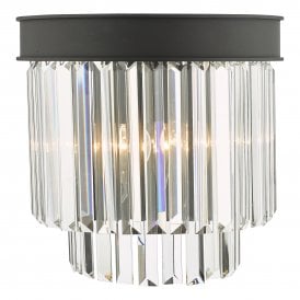 2 Light Wall Light in Anthracite with Faceted Crystal