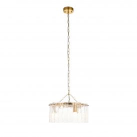 contemporary ceiling pendant with textured glass panels 