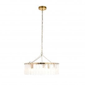 artisanal glass ceiling pendant in a brushed brass finish