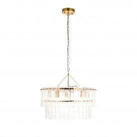 medium size chandelier with decorative textured glass panels 