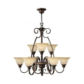 CELLO large 9 light traditional bronze chandelier