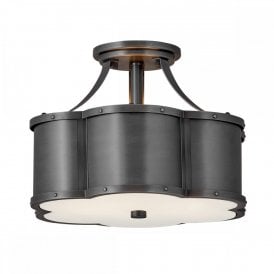 CHANCE 2 Light Semi-Flush Mounted Ceiling Light | Black and Brass