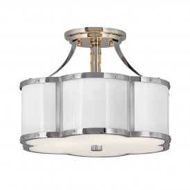 Polished white semi flush CHANCE fitting