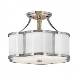 CHANCE 2 Light Semi-flush Mounted Ceiling Light | Polished Nickel and White