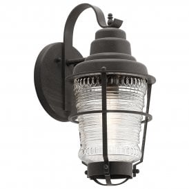 Black wall light with clear ribbed glass