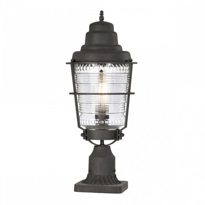 CHANCE Harbor Black and Glass Outdoor Pedestal Lantern