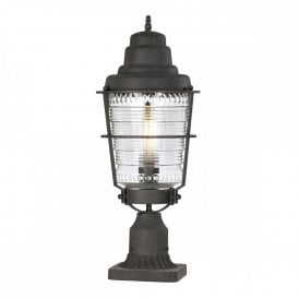 CHANCE Harbor Black and Glass Outdoor Pedestal Lantern