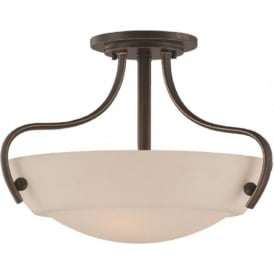CHANTILLY semi-flush ceiling uplighter with opal glass shade