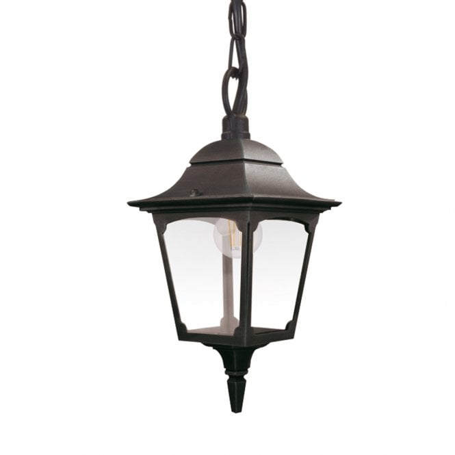 CHAPEL Outdoor Chain Lantern | Black with Clear Glass