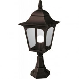 CHAPEL traditional garden pedestal or post light, black aluminium