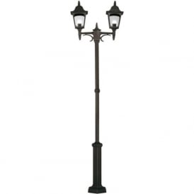 CHAPEL twin headed garden lamp post light, black aluminium