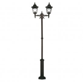 CHAPEL twin headed garden lamp post light, black aluminium
