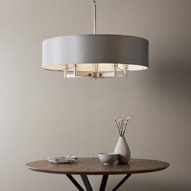 CHARLIE Large Multi Arm Pendant 5 Light With Grey Shade
