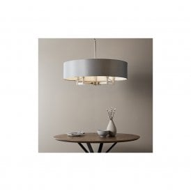 CHARLIE Large Multi Arm Pendant 5 Light With Grey Shade