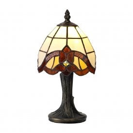 CHRISTIANA small cream Tiffany table lamp with amber detailing