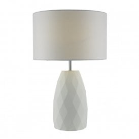 CIARA white diamond pattern ceramic table lamp with shade