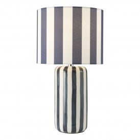Ceramic table lamp in blue stripe