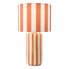 Ceramic table lamp in orange stripe