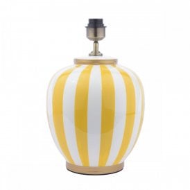 yellow and white striped ceramic table lamp