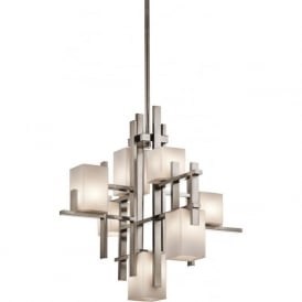 CITY LIGHTS Deco style pewter and glass modern chandelier