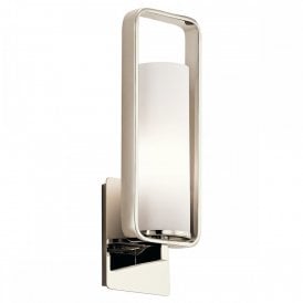 CITY LOFT modern polished nickel wall light with etched opal white glass shade