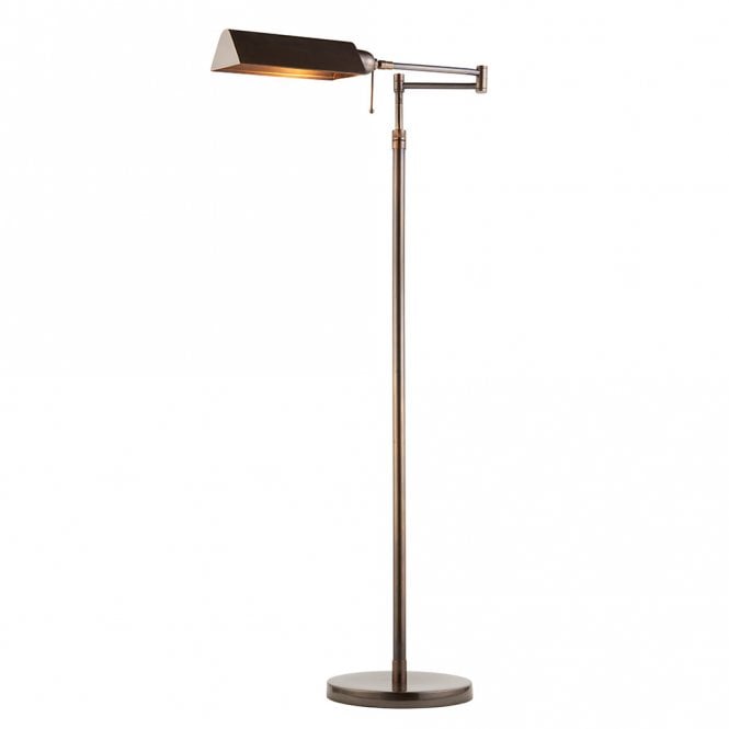 CLARENDON traditional solid brass swing arm floor lamp in dark antique finish
