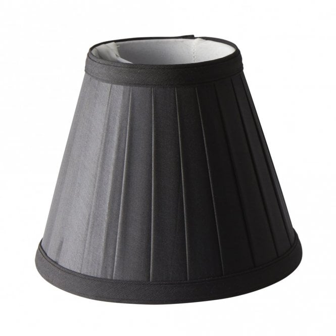 CLIP ON CANDLE SHADE black pleat shade with trim