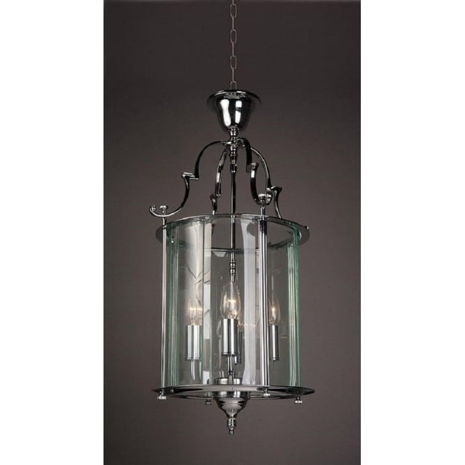 COLCHESTER traditional chrome and glass hanging ceiling lantern