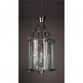 COLCHESTER traditional chrome and glass hanging ceiling lantern